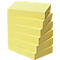 A tower of yellow sticky notes, stacked slightly offset.