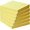 A stack of yellow sticky notes arranged in a stepped fashion.
