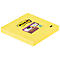 Yellow Post-it note pad with logo. "Super Sticky" text on purple background.