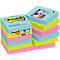 POST-IT sticky notes Super Sticky Notes Cosmic 622-12SS-COS, 48 x 48 mm, verwijderbaar, cellofaanvrije verpakking, gekleurd, 12 x 90 vellen
