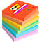 A stack of Post-it sticky notes in various colors, with logo and text.