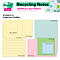 Post-it plaknotities in grijze verpakking, geel. Gedrukt: Super Sticky, 100% gerecycled papier.