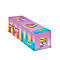 Paarse Post-it notitiebox met kleurrijke notities. Inscriptie: 3x gratis.