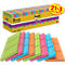 Packung Post-it Haftnotizen mit 24 Blöcken in verschiedenen bunten Farben auf weißem Hintergrund.