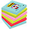 Stack of colorful Post-it notes. Blue, green, pink, red, and yellow.