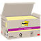Gele Post-it notes in kartonnen verpakking met de tekst "Super Sticky".