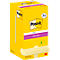 Bloc-notes Post-it jaune avec inscriptions, "Post-it", "super sticky" et "8+4".
