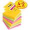 Pile de Post-it de couleurs avec une offre '4+2 gratuits'.