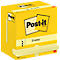 Bloc-notes Post-it Z jaunes. Imprimé avec 'Post-it Brand' et 'Z-notes'. Une zone de sortie pour les notes sur le bord.
