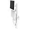 Ensemble bras pour moniteur et ordinateur portable, blanc, fixé au mur. Le moniteur est noir, l'ordinateur portable et le support sont blancs.