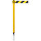 Poste delimitador GLA 24, L 350 x An 350 x Al 1250 mm, con espiga de fijación, largo cinta 4 m, amarillo