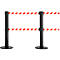 Poste delimitador GLA 89, cinta doble de 9 m de largo c/u, 3 posibilidades de acoplamiento, blanco/rojo