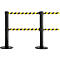 Poste delimitador GLA 89, cinta doble de 9 m de largo c/u, 3 posibilidades de acoplamiento, negro/amarillo