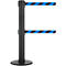 Poste delimitador GLA 89, cinta doble de 9 m de largo c/u, 3 posibilidades de acoplamiento, negro/azul