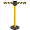 Poste delimitador GLAD 28, L 350 x An 350 x Al 1000 mm, Cinta doble, largo cinta 2 x 4 m, amarillo