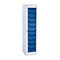 Postverdeelkast, L 400 x D 500 x H 1800 mm, 10 vakken met sleuf, llichtgrijs RAL 7035/gentiaanblauw RAL 5010