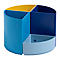 Pot à crayons Exacompta BEE BLUE The Quarter, forme circulaire modulaire, 3 quarts égaux &amp; 1 quart bas, empilable, plastique, multicolore