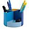 Pot à crayons Exacompta BEE BLUE The Quarter, forme circulaire modulaire, 3 quarts égaux &amp; 1 quart bas, empilable, plastique, multicolore