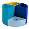 Pot à crayons Exacompta BEE BLUE The Quarter, forme circulaire modulaire, 3 quarts égaux &amp; 1 quart bas, empilable, plastique, multicolore
