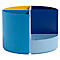 Pot à crayons Exacompta BEE BLUE The Quarter, forme circulaire modulaire, 3 quarts égaux &amp; 1 quart bas, empilable, plastique, multicolore
