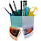 Pot à crayons Exacompta THE QUARTER Aquarel, forme circulaire modulaire, 2 quarts hauts et 2 quarts bas égaux, empilables, en plastique, multicolore.