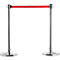 Poteau de délimitation, chromé-argenté, sangle rouge, extensible jusqu'à 2 m, auto-enrouleur, avec frein, Ø 360 x H 1040 mm, métal chromé