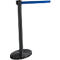 Poteau de sangle GLA45, incl. plateau 320 mm &amp; cassette de sangle 2,3 m d'extension, H 955 mm, métal, noir, sangle bleue