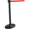 Poteau de sangle GLA45, incl. plateau 320 mm &amp; cassette de sangle 2,3 m d'extension, H 955 mm, métal, noir, sangle rouge