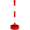 Potelet à chaîne - pour l'intérieur - acier - recouvert de film PVC - rouge/blanc