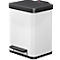 Poubelle à pédale Öko Duo Plus M Hailo, 2 x 9 litres, rectangulaire, tôle d'acier, blanc