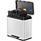 Poubelle à pédale Öko Trio Plus L Hailo, 3 x 9 L, rectangulaire, inox