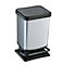 Poubelle à pédale Rotho PASO, 20 l, rectangulaire, anti-odeur, plastique (sans BPA), argent métallique
