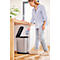 Poubelle à pédale Rotho Ribo, capacité 35 l, avec couvercle et seau intérieur, L 400 x l 285 x H 513 mm, plastique recyclé, argenté