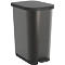 Poubelle à pédale Rotho Ribo, capacité 35 l, avec couvercle et seau intérieur, L 400 x l 285 x H 513 mm, plastique recyclé, graphite