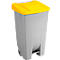 Poubelle Basic Sunware - 120 L - avec pédale - roulettes - gris et couvercle rabattable jaune