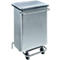 Poubelle Continox, inox, 2 roues en caoutchouc, avec pédale, 70 L
