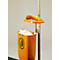 Poubelle en polyéthylène - 50 litres - selon la norme DIN 30713 - orange - avec poteau en métal