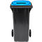Poubelle mobile SSI Schäfer GMT eXtra, 120 l, EN 840, préparée pour recevoir une puce, poignée de traction, 90 % de plastique recyclé, noir-bleu