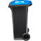 Poubelle mobile SSI Schäfer GMT eXtra, 120 l, EN 840, préparée pour recevoir une puce, poignée de traction, 90 % de plastique recyclé, noir-bleu