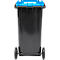 Poubelle mobile SSI Schäfer GMT eXtra, 120 l, EN 840, préparée pour recevoir une puce, poignée de traction, 90 % de plastique recyclé, noir-bleu