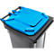 Poubelle mobile SSI Schäfer GMT eXtra, 120 l, EN 840, préparée pour recevoir une puce, poignée de traction, 90 % de plastique recyclé, noir-bleu
