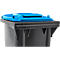 Poubelle mobile SSI Schäfer GMT eXtra, 120 l, EN 840, préparée pour recevoir une puce, poignée de traction, 90 % de plastique recyclé, noir-bleu