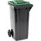 Poubelle mobile SSI Schäfer GMT eXtra, 120 l, EN 840, préparée pour recevoir une puce, poignée de traction, 90 % de plastique recyclé, noir-vert
