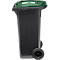 Poubelle mobile SSI Schäfer GMT eXtra, 120 l, EN 840, préparée pour recevoir une puce, poignée de traction, 90 % de plastique recyclé, noir-vert