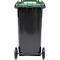 Poubelle mobile SSI Schäfer GMT eXtra, 120 l, EN 840, préparée pour recevoir une puce, poignée de traction, 90 % de plastique recyclé, noir-vert