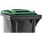 Poubelle mobile SSI Schäfer GMT eXtra, 120 l, EN 840, préparée pour recevoir une puce, poignée de traction, 90 % de plastique recyclé, noir-vert