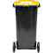 Poubelle mobile SSI Schäfer GMT eXtra, 120 l, EN 840, préparée pour recevoir une puce, poignée de traction, plastique recyclé à 90 %, noir-jaune