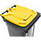 Poubelle mobile SSI Schäfer GMT eXtra, 120 l, EN 840, préparée pour recevoir une puce, poignée de traction, plastique recyclé à 90 %, noir-jaune