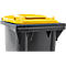 Poubelle mobile SSI Schäfer GMT eXtra, 120 l, EN 840, préparée pour recevoir une puce, poignée de traction, plastique recyclé à 90 %, noir-jaune