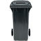 Poubelle mobile SSI Schäfer GMT eXtra, 120 l, EN 840, préparée pour recevoir une puce, poignée de traction, plastique recyclé à 90 %, noir-noir